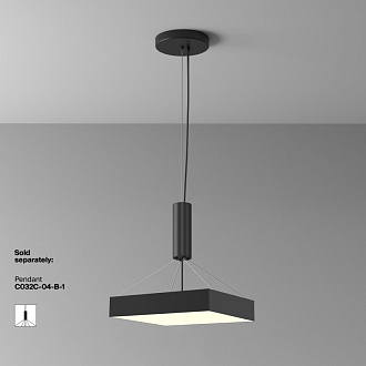 Светильник 40 см, 45W, 3000K, Maytoni Zon C032CL-45W3K-SQ-B, черный