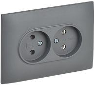 SKANDY Розетка 2-я без з/к/ш 10А в сб. SK-R10Gr сер. IEK, SK-R20-10-K03-F