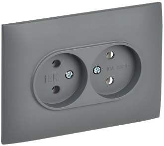 SKANDY Розетка 2-я без з/к/ш 10А в сб. SK-R10Gr сер. IEK, SK-R20-10-K03-F