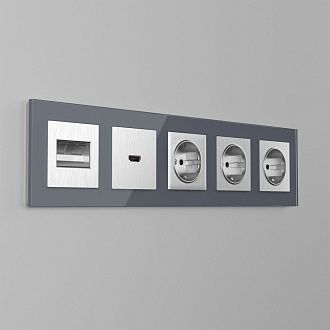 Накладка для розетки HDMI (серебряный рифленый) WL09-HDMI-CP Werkel 4690389128318