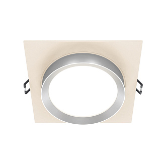 Светильник 11 см, Maytoni Downlight Hoop DL086-GX53-SQ-WS, белый-серебро, вр 9,5 см