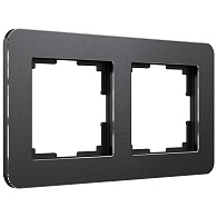 W0022608 Рамка на 2 поста Platinum, черный алюминий Werkel, 4690389184451