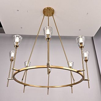 Люстра на штанге TORCHE DE VERRE Round Chandelier 8 116*116*50 см, 8*G9*40W, ImperiumLoft 40.1551, Латунь