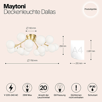 Светильник 75 см, Maytoni MOD545CL-20BS, золото