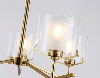 Люстра со стеклянными плафонами на штанге **39- см, 5*E14*40W, K, Ambrella Light High Light LH57007, латунь