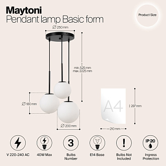 Светильник 40 см, Maytoni MOD321PL-03B, черный