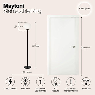 Светильник 155 см, Maytoni Ring MOD013FL-01B, черный
