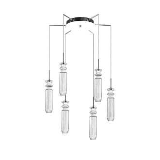 Люстра Ø600 x H1500, мм, 6*4W (24W), CLEAR (Прозрачный) NewRgy 9426AP/6 CLEAR