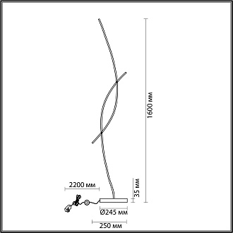 Торшер 25*25*160 см, LED 24W*3000-6000 К, Lumion Nyx черный, 5693/24FL