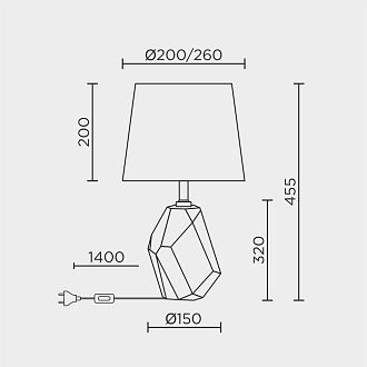 Настольный светильник 26*26*0,0000 см, Е 27 1x60ВтW, Золото, Прозрачный MODELUX ML.6100.01TL