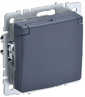 BRITE Розетка с заземлением с защитными шторками и крышкой 16А IP44 РСбш10-3-44-БрМ маренго