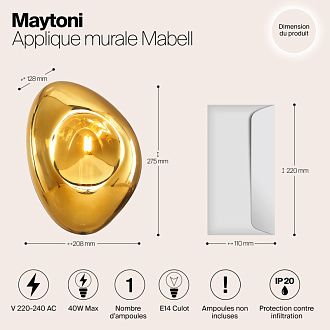 Светильник 21 см, Maytoni Mabell MOD306WL-01G, золото