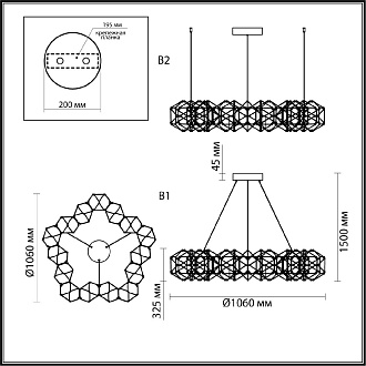 Светильник 106 см, 68W, 4000K, Odeon Light Trellis 5086/68L, бронза