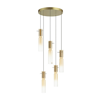 Люстра каскадная 40*40*150 см, 5 LED*5W, 3000 К, Odeon Light Scrow, золотой 5058/25LA