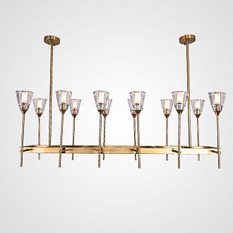 Люстра на штанге TORCHE DE VERRE Linear Chandelier 12 139*45*50 см, 12*G9*40W, ImperiumLoft 40.1548, Латунь