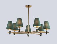 Люстра на штанге с абажурами и мрамором **25-58 см, 7*E14*40W, K, Ambrella Light High Light LH75053, латунь