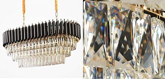 Подвесная люстра Empire Black Rectangular Chandelier Crystal 100*30*32 см, 6*E14*40W, ImperiumLoft 40.2893, Золотистый