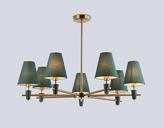 Люстра на штанге с абажурами и мрамором **25-58 см, 7*E14*40W, K, Ambrella Light High Light LH75053, латунь