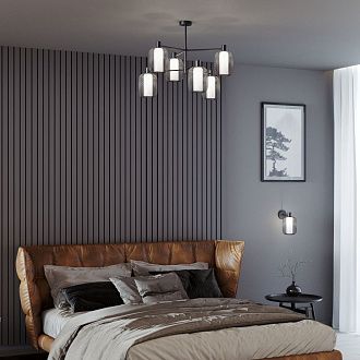 Светильник 78,5*78,5*60 см, 6*E14*60W, Eurosvet Voile 30191/6, черный, a069160