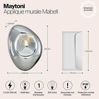 Светильник 28 см, Maytoni Mabell MOD306WL-01CH, хром