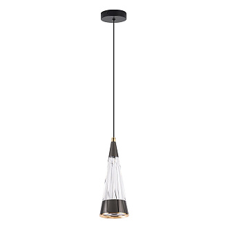 Подвесной светильник 8*8*140 см, LED 12W, 4000K, Чёрный, Хром LED4U L7121-1 СR-BK