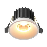 Встраиваемый светильник 8 см, 12W, 2700K, Maytoni Round DL058-12W2.7K-W, белый, вр 7,5 см