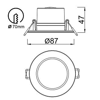 Светильник встраиваемый 8,7*4,7 см, вр 7 см, *LED*6,5W, 2700-4000K, Mantra Yucatan MAN8848, белый