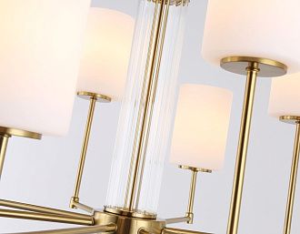 Люстра со стеклянными плафонами на штанге **60- см, 8*E27*60W, K, Ambrella Light High Light LH56217, латунь