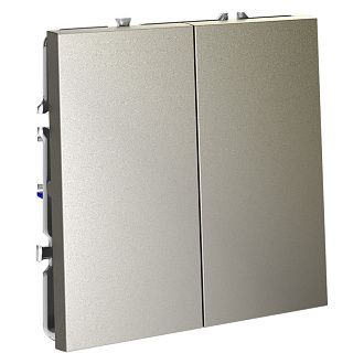 Выключатель встраиваемый Voltum S70 двухклавишный 10А, шелк пластик Soft touch VLS020104