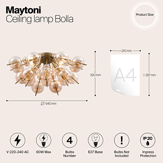 Потолочная люстра Maytoni Bolla MOD133CL-04BS, диаметр 64 см, латунь