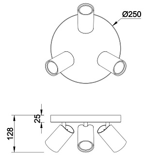 Спот *25*12,8 см, GU10 * 3 30W,  Mantra Sal 7962, черный