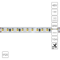 A4812010-07-3K Светодиодная лента 48В 14Вт/м 1400Лм/м 3000К 90+ 10мм SMD2835 120шт/м 10м IP20 Arte Lamp Tape