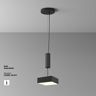 Накладной светильник 22*22*6 см, LED, 24W, 3000К, Maytoni Technical Zon C032CL-24W3K-SQ-B черный