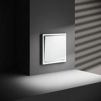 Проходной переключатель встраиваемый Voltum S70 одноклавишный с подсветкой 10А, белый матовый пластик Soft touch VLS010402