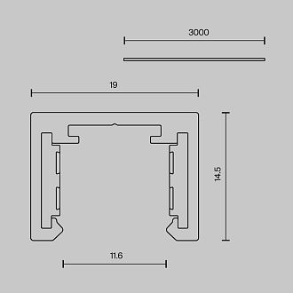 Шинопровод 3 м Exility X накладной, черный 300*2*1 см, Maytoni Technical  TRX239-413B, Черный