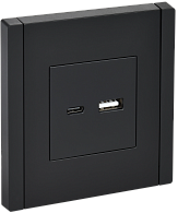 Розетка USB A+C 3,1А FP150 черный  IEK FORTE&PIANO, FP-U22-D31-K02