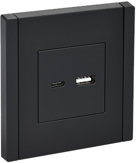 Розетка USB A+C 3,1А FP150 черный  IEK FORTE&PIANO, FP-U22-D31-K02