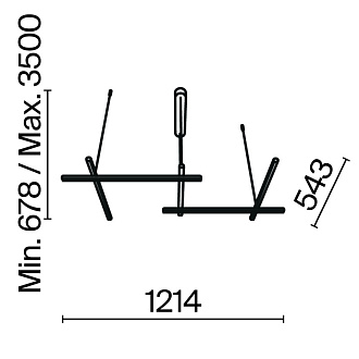 Подвесной светильник 172,4*73,5*310 см, LED, 50W, 3000К, Maytoni Radiance MOD278PL-L50G3K золото матовое