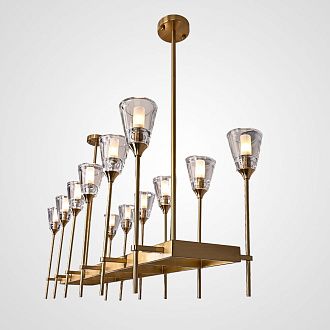 Люстра на штанге TORCHE DE VERRE Linear Chandelier 12 139*45*50 см, 12*G9*40W, ImperiumLoft 40.1548, Латунь