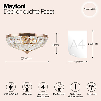 Светильник 40 см, Maytoni Facet MOD094CL-04G, золото