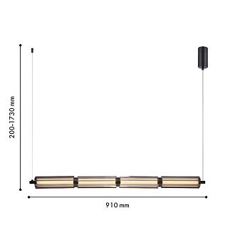 Подвесная люстра 90*6*20-173 см, 1*LED*14W, 3000K, Favourite Hexagoni 4776-4P, черный