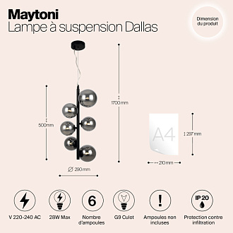 Светильник 29 см, Maytoni Dallas MOD545PL-06B, черный