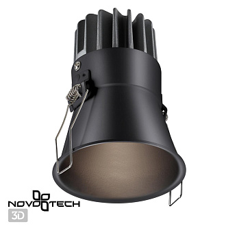 LED светильник 8 см, 12W, 3000-6000K, Novotech Lang 358909, черный, вр 6,8 см