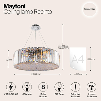 Подвесная люстра Maytoni Recinto MOD080CL-08CH, диаметр 53 см, хром
