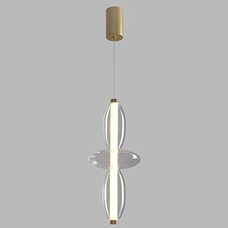 Светильник 18 см, 14W, 3000K, Crystal Lux QUASAR SP14W LED TRANSPARENT, золото