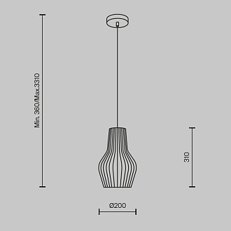 Подвесной светильник  20 см, E27 1 40W, К, Черный Maytoni Roots MOD191PL-01W