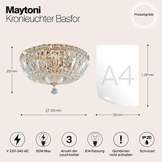 Хрустальная Люстра диаметр 31 см Maytoni DIA100-CL-03-G Royal gold (золото)