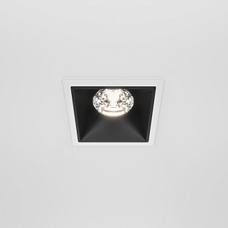 Светильник 9 см, 15W, 4000K, Maytoni Downlight Alfa LED DL043-01-15W4K-SQ-WB, белый-черный