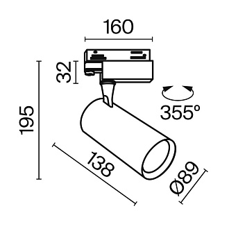 Светильник 9 см, 26W, 3000K, Maytoni Technical TR029-3-26W3K-S-B, черный
