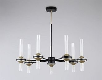 Люстра со стеклянными плафонами на штанге **69- см, 14*G9*30W, K, Ambrella Light High Light LH55353, черный, золото